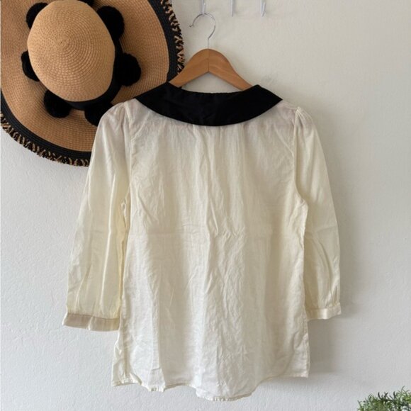 Erin Fetherston x Target Cream Cotton Blouse Peter Pan Collar Twee Y2K - Picture 2 of 14
